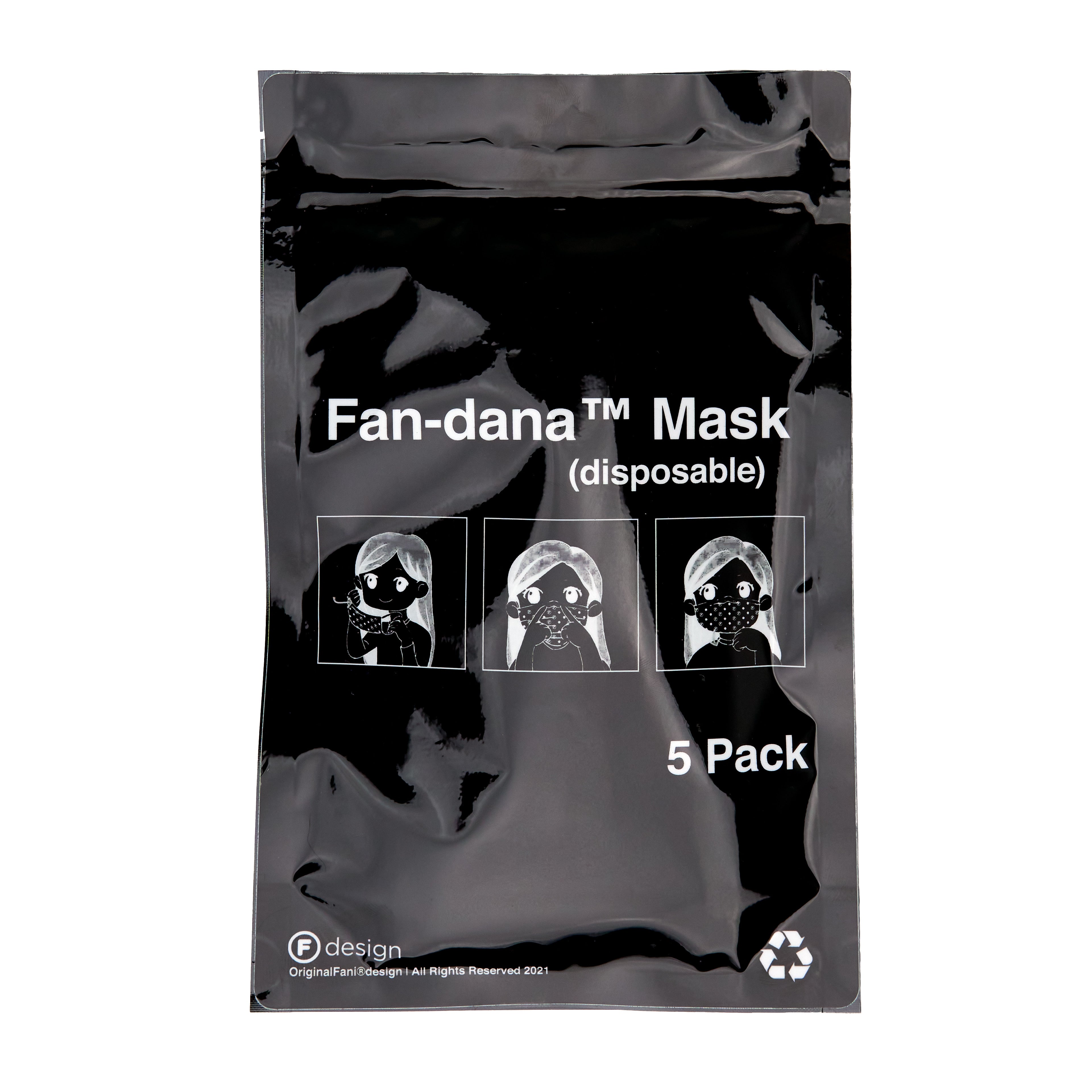 OriginalFani®design Fan-dana™️ Mask (disposable) 5 pack (Black)
