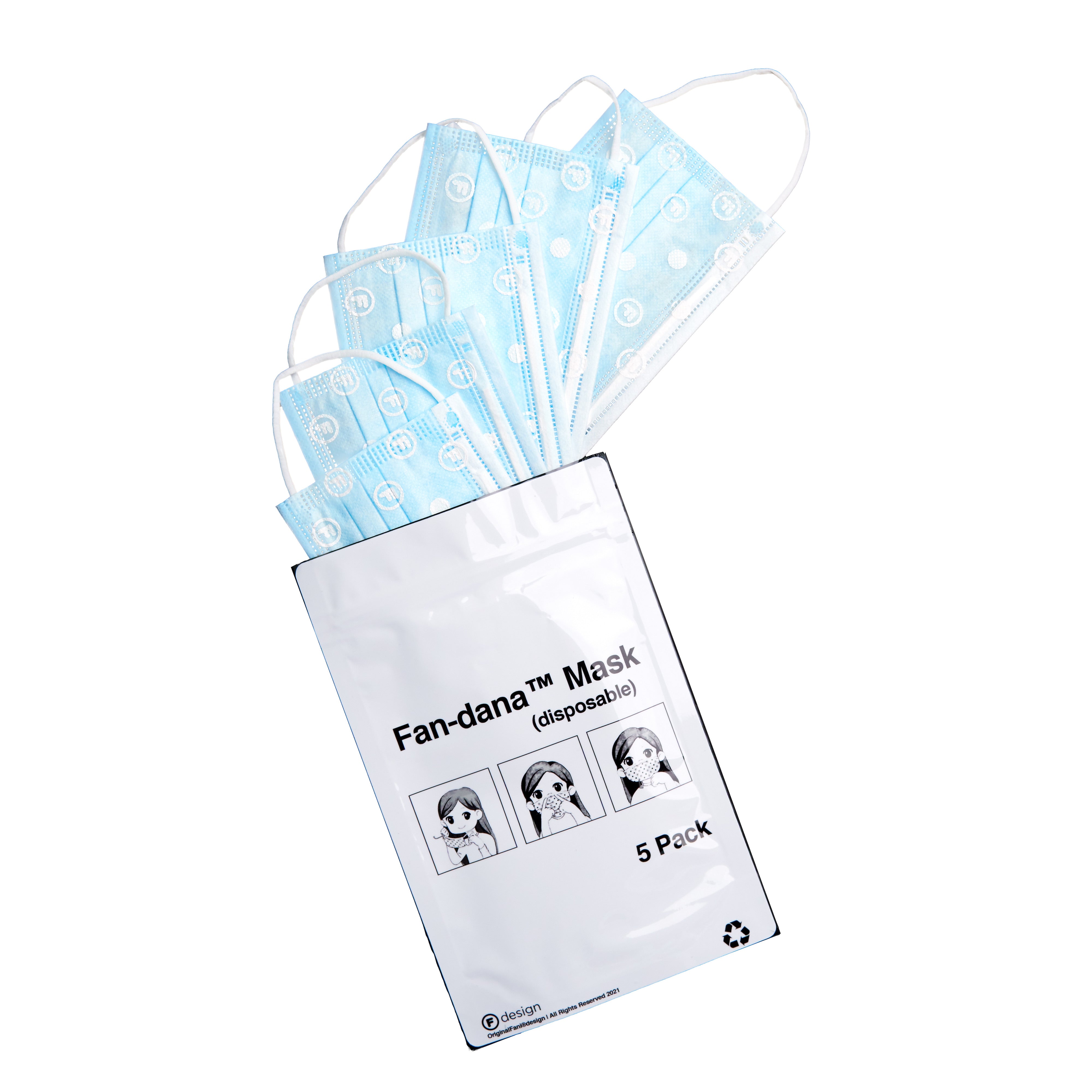 OriginalFani®design Fan-dana™️ Mask (disposable) 5 pack (Blue)