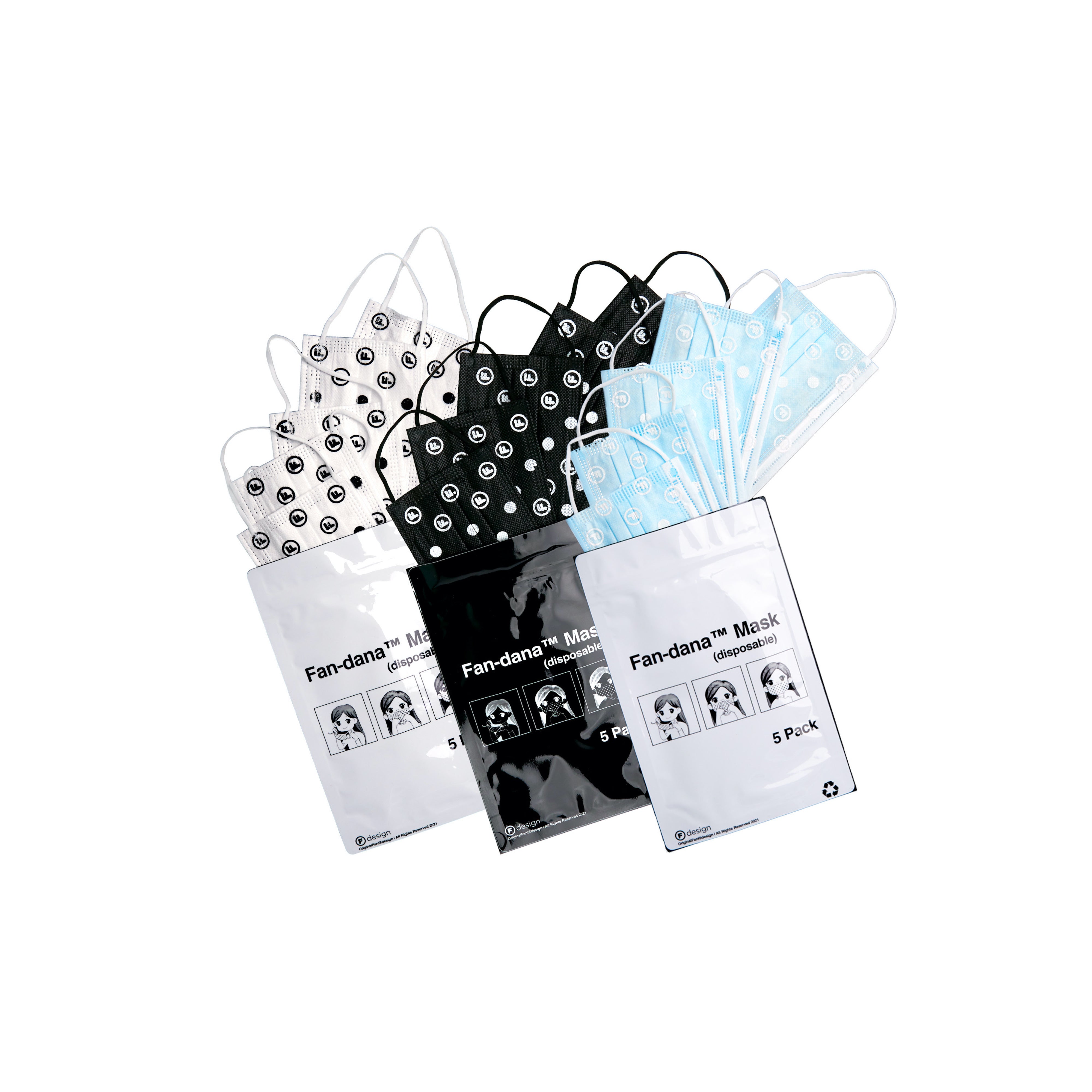 OriginalFani®design Fan-dana™️ Mask (disposable) 5 pack (Black)